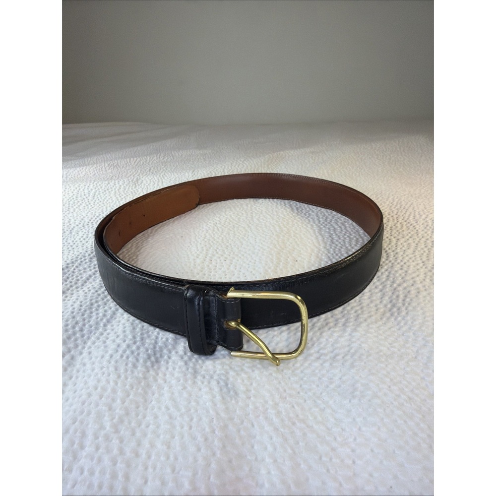 Dooney & Bourke Womens Black Leather Belt Brass Buckle 10001 Size 36 Made In USA